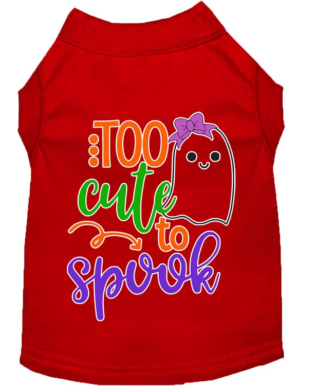 Too Cute to Spook-Girly Ghost Screen Print Dog Shirt Red XL